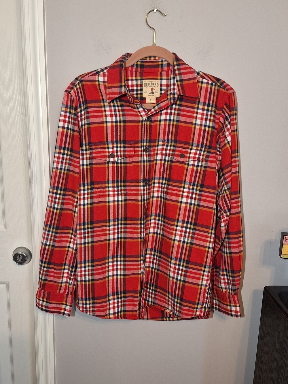 Red Head Brand Co 190% Cotton Red Plaid Flannel Long Sleeve Shirt Shacket